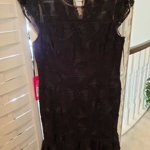 Halston Black lace embellished party dress. Sz 12